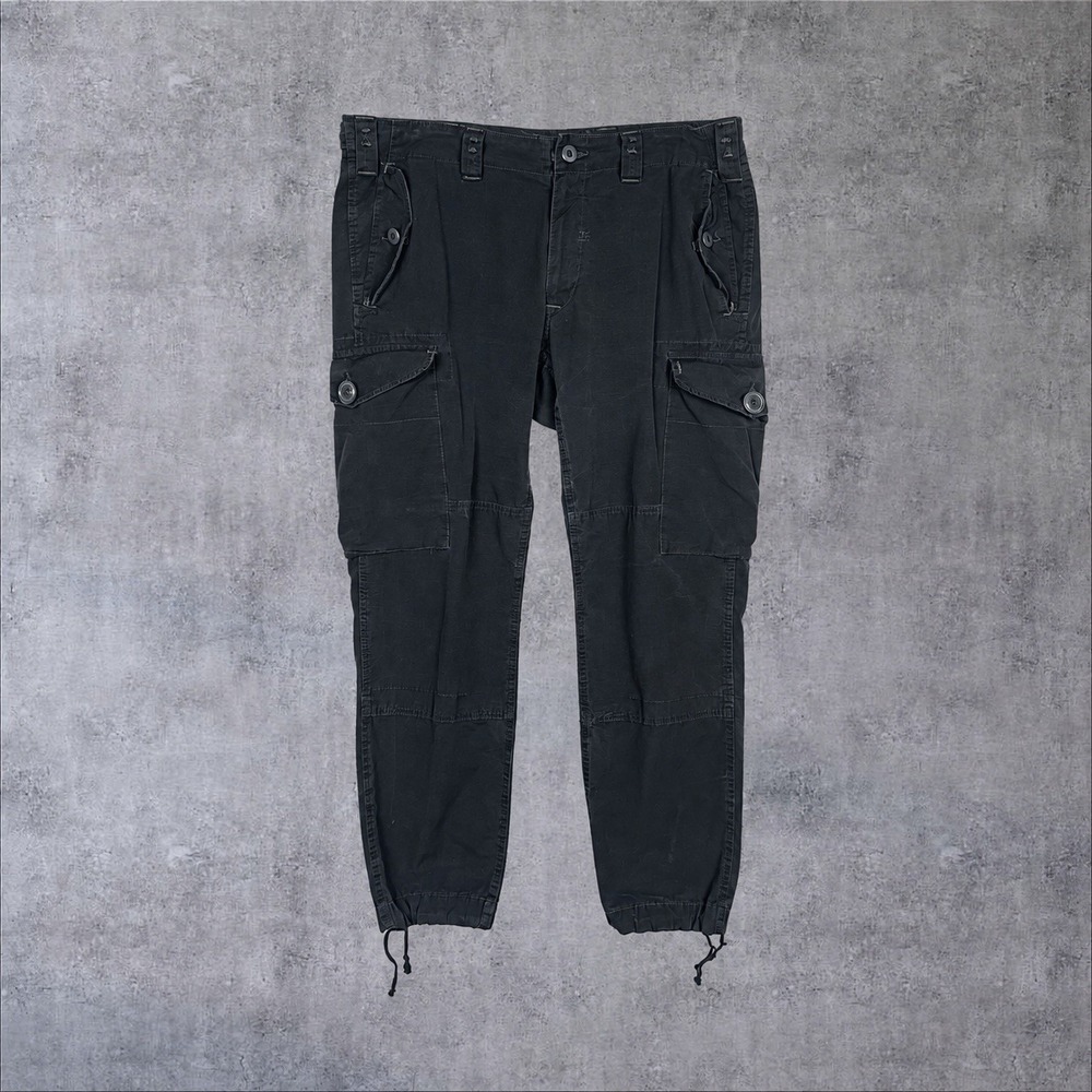 Vtg Polo Ralph Lauren Paratrooper Black Military Combat Cargo Pants Mens 38X30
